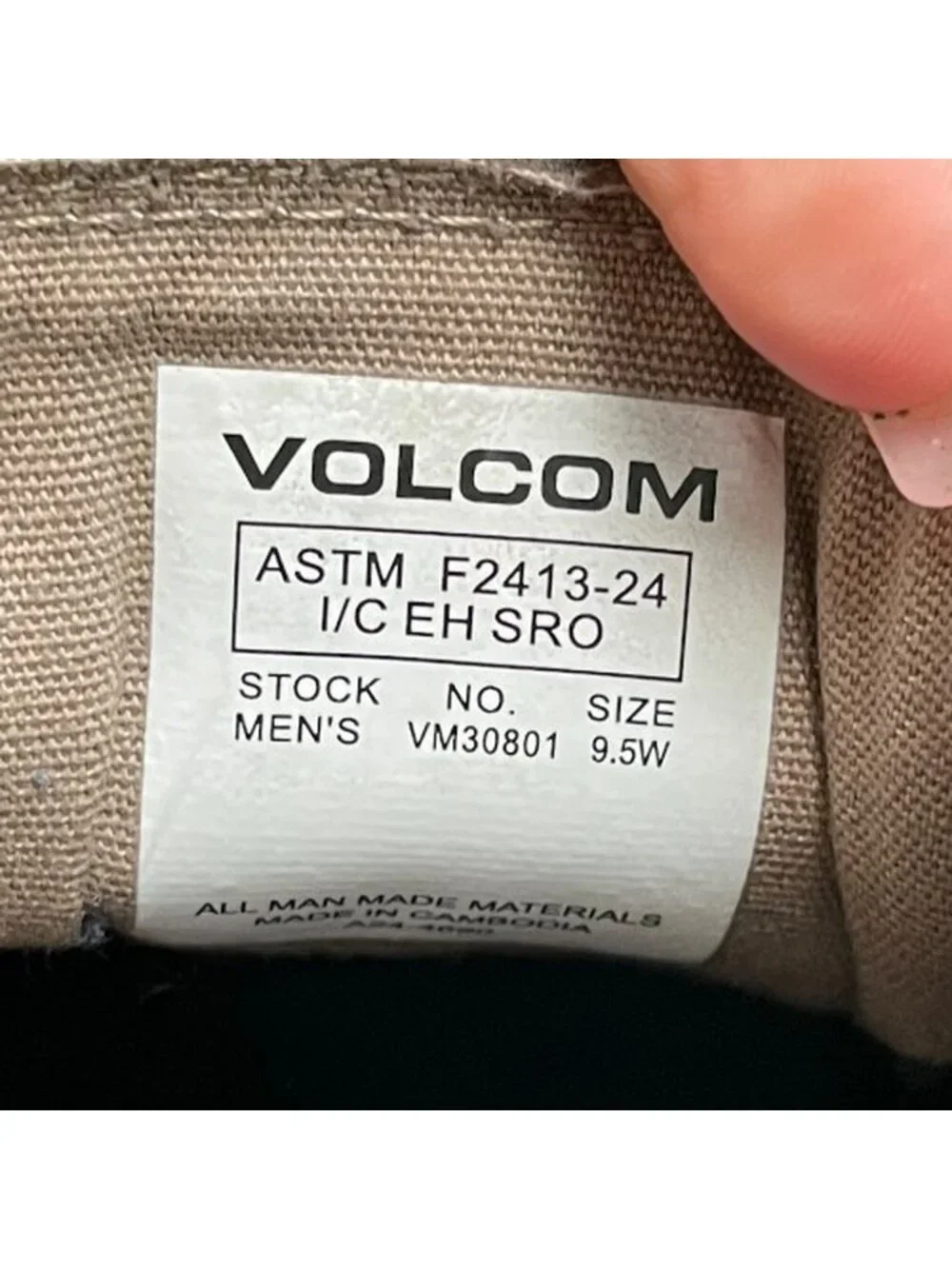 Volcom Chill Mens Size 9.5E Gray Black Composite Toe Slip On Safety Work Shoes